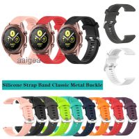 lumude 20mm Silicone Watch Band Classic Metal buckle Strap for Samsung Galaxy Watch3 41mm for Active 2 /Watch 42mm Replacement strap