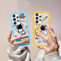 Soft Phone Case for Samsung A24 A14 A04 A04E M23 A13 A03S A53 A73 A33 A02 A50S A30S A23 A22 A21S A12 A02S A11 A51 A10 A30 A52 A52S M12 A71 A53 A32 Cartoon Astronau Wave Edge TPU Phone Cover