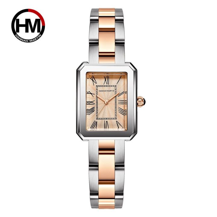 นาฬิกาแฟชั่นผู้หญิงที่หรูหราดีไซน์แบรนด์นาฬิกาข้อมือควอตซ์สำหรับผู้หญิงนาฬิกาชุด-jam-tangan-rosegold-สง่างาม