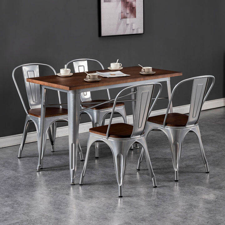 Industrial style solid wood dining table simple restaurant coffee bar