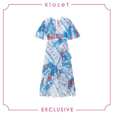 [EXCLUSIVE]  Kloset Re-Collection (VC20-D009) เดรสแฟชั่น เดรสหน้าสั้น-หลังยาว เดรสผ้าพิมพ์ลาย เสื้อผ้าผู้หญิง