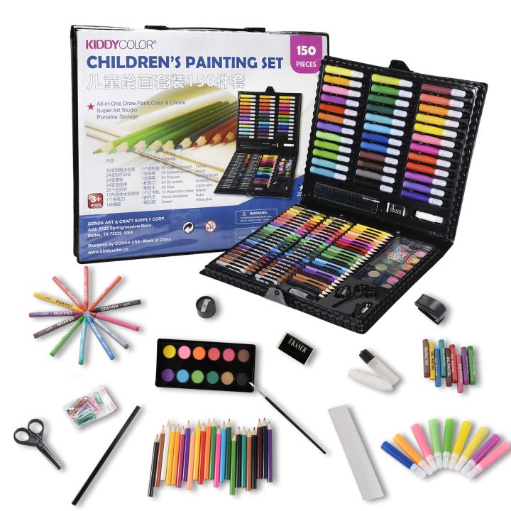 Kiddy Color 163 Piece The Ideal Art Set for Beginners, Kids & Students  Deluxe Art kids kit