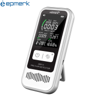 NOYAFA เครื่องตรวจจับ PM2.5 JMS13ในครัวเรือนเครื่องตรวจจับคุณภาพอากาศแบบดิจิตอลจอแอลซีดีชาร์จไฟได้เครื่องแสดงอุณหภูมิความชื้นเครื่องทดสอบ HCHO ฟอร์มาลดีไฮด์เครื่องทดสอบ PM2.5แบบตั้งโต๊ะเครื่องวัดอุณหภูมิแบบฟอร์มาลดีไฮด์เครื่องวิเคราะห์คุณภาพอากาศสำหรับรถส