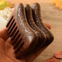 【YF】✶❖☄  HBZGTLAD Comb Gold Sandalwood Super Wide Wood Combs side engraved hair combs