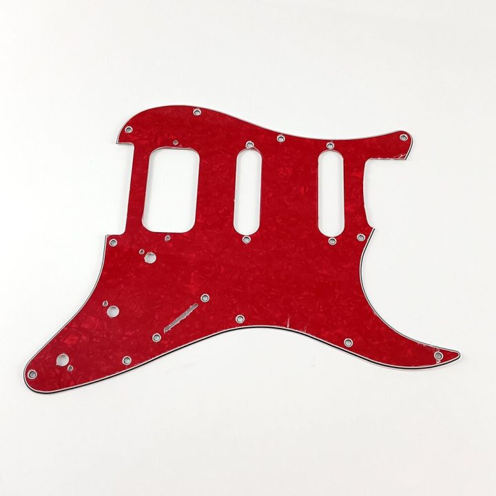 11-holes-electric-guitar-pickguard-ssh-hss-guitar-scratch-plate-amp-screws-fit-st-guitar-parts-red-pearl