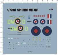 Detail Up 172 WWII UK British Spitfire Mk XIV Fighter Model Kit Water Decal