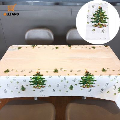 180x110cm Christmas Series Disposable PVC Tablecloth/ Portable Anti-fouling Waterproof Xmas Table Cover/ New Year Party Dining Table Decoration