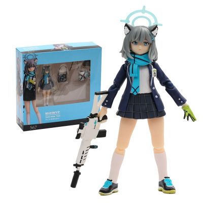 Figma 567หมาป่าทราย Shiroko Nao Okamishiroko ที่เก็บถาวรสีฟ้า PVC โมเดลตุ๊กตาขยับแขนขาได้ของขวัญของสะสม