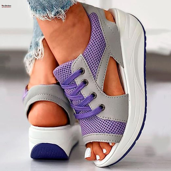 รองเท้าแตะกีฬาแบบสไลด์ออร์โธปิดิกส์ของผู้หญิงมีเชือกผูกรองเท้าแตะมัฟฟินสำหรับกิจกรรมในร่มและกลางแจ้ง-yan-baobao