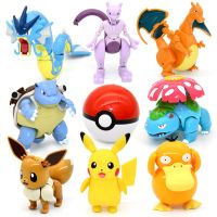 NSITOT คริสต์มาส ของเล่นเด็ก Charmander Anime Scroll Mewtwo Pokeball Pikachu Action Figure Pokemon Toy