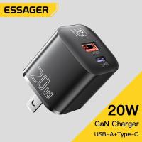 卍✴ LJ7.22 Essager ที่ชาร์จโทรศัพท์มือถือ 20W GaN USB Type C PD QC 3.0 ชาร์จเร็ว สําหรับ iP 14 13 12 11 Pro Max Mini iPd