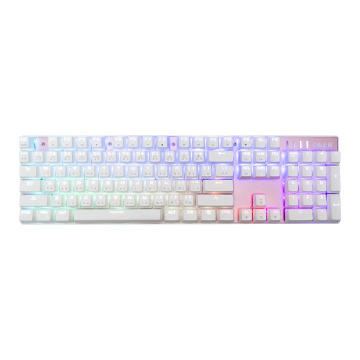 oker-คีย์บอร์ด-oker-k84-rgb-mechanical-keyboard-สีขาว-ชมพู-สวยงาม