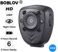 BOBLOV HD 1080P Mini Action ตัวกล้อง DVR บันทึกเครื่องบันทึกวีดีโอกล้องดิจิตอลสวมใส่ได้กล้อง BodyCam อินฟราเรดการมองเห็นได้ในเวลากลางคืน32GB 800Mah มอเตอร์ไซค์ Dash Cam สำหรับ Vlogging