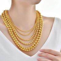 HOYON real 14k Gold Color chain necklace stackle Solid Bead neck collares For Women Men Wedding Bridals Fine Jewelry gifts