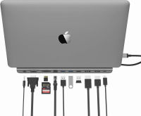 LENTION USB C Docking Station with 100W PD, 4K HDMI/DisplayPort, VGA, Ethernet, Card Reader, USB 3.0/2.0, Aux Adapter Compatible 2016-2021 MacBook Pro, New Mac Air/Surface, More (CB-C95, Space Gray)