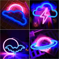 ♛⊕◎ 2 Side LED Bright Neon Light Night Game pad Fire Moon Star Sign Modeling Lamp Room Wall Art Decoration Xmas Birthday Wedding