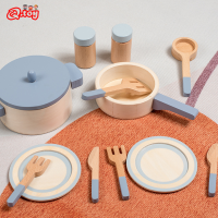 Kids Simulation Kitchen Toys Wooden Cooking Cookware Pot Pretend Play House Toy Kitchen Tableware Role Play Toy for Children