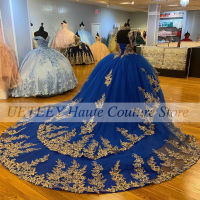 Luxury ROYAL BLUE quinceanera ชุดสำหรับ16สาว appliques beading เจ้าหญิง Ball gowns วันเกิดพรหมชุด15ปี...