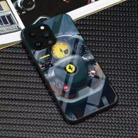 เคสสำหรับไอโฟนโทรศัพท์กันกระแทก Ferrari 14 /Pro/plus/Pro Max/ 13/12/11-กระจกป้องกัน