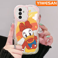 YIWESAN เคสปลอกสำหรับ Samsung กาแลคซี A13 A13 5G เคส A14 A04s เป็ดโดนัลด์สีสันสดใสลูกคลื่นเนื้อครีมเคสโทรศัพท์โปร่งใสซิลิโคนกันกระแทกเคสใสนุ่มป้องกันเลนส์กล้อง