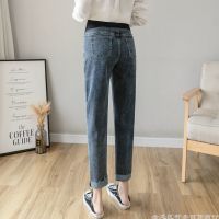 ◘☫ Pregnant womens pants spring and autumn straight-leg pants large size nine-point leggings autumn loose trousers pregnant womens jeans