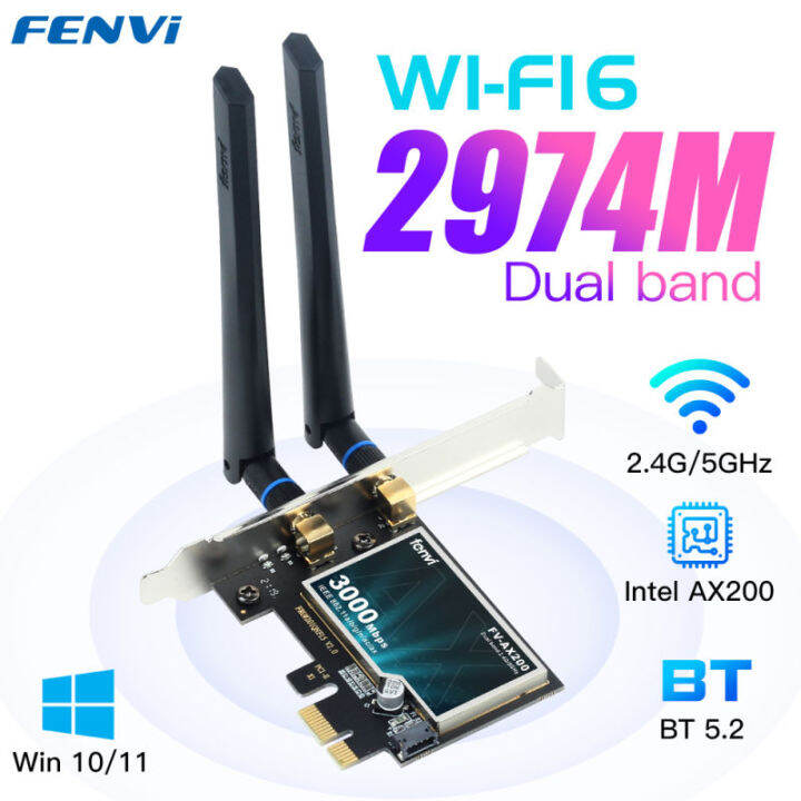 WIFI 6 Intel AX200 3000Mbps Wireless Pcie Adapter Desktop Dual Band 2.4G/5Ghz For Bluetooth 5.2