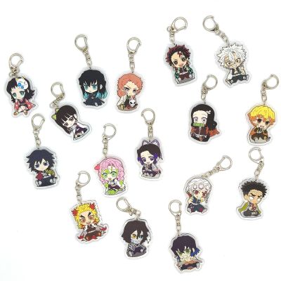 Anime Keychain Demon Slayer Cute Characters KeyChains Kimetsu No Yaiba Bag Accessories Cartoon Key Chain for fans Gifts