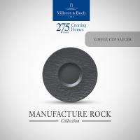 Villeroy &amp; Boch - Manufacture Rock จานรองแก้วกาแฟพอร์ซเลน สีดำ จานขนมหวาน - วิลเลรอย แอนด์ บอค