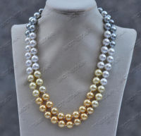 Z11703 18"-36" 10mm Golden White Black Gradient Round Shell Pearl Necklace