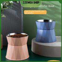 Zewea ถ้วยอาหารสัตว์เลี้ยงสัตว์เลี้ยงปกป้องคอชามใส่น้ำแมวสแตนเลสแท่นตั้งยกสูงชามยกระดับสำหรับแมวไม่ลื่นร้านค้า