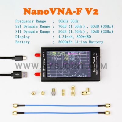 1.5GHz/3GHz NanoVNA-F/ V2 VNA HF VHF UHF เวกเตอร์เครื่องวิเคราะห์เสาอากาศเครือข่าย + 4.3นิ้ว IPS LCD + เคสโลหะ + แบตเตอรี่5000MAh