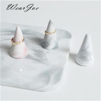 Ceramic Solid Finger Ring Holder Stand Conical Bague Display Rack Dressing Desktop Marble Decor Ring Jewelry Support Organizer