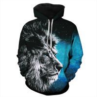 Sudadera holgada con capucha para hombre y mujer, ropa informal de gran tamaño con estampado 3D de animales, sudadera con diseño de León