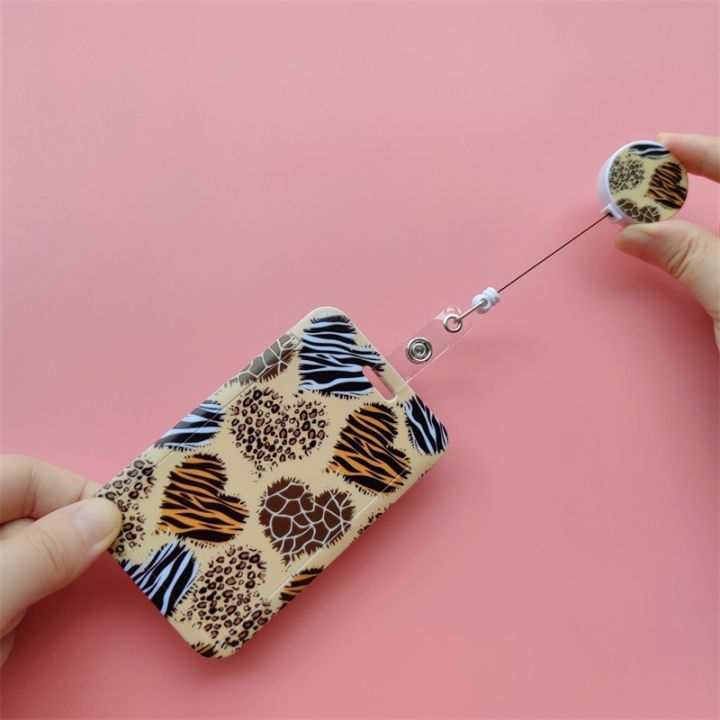 hot-dt-leopard-print-retractable-buckle-card-holder-business-badge-clip-employee-cardholders-doctors-nurses-certificates