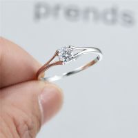 Cute Small Round White Zircon Engagement Rings For Women 925 Sterling Silver/Rose Gold Lab Diamond Ring Female Wedding Jewelry