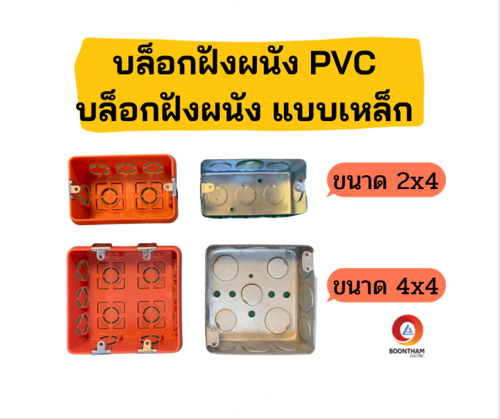 บล็อกไฟฟ้า-บล็อกฝังผนังบ้าน-แบบpvc-แบบเหล็ก-ขนาด-2x4-และ-4x4-ใช้กับหน้ากากฝาครอบ-ช้างและ-panasonic-ได้