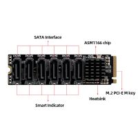 M.2 NVME PCI-E PCIE X4 X8 X16 To 6 Port 3.0 SATA Adapter Card Riser III ASM1166 6GB/S Chassis server PC Computer Expansion Cables