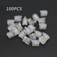 100Pcs RJ12 6P6Cสายเคเบิ้ลโมดูลาร์หัวโทรศัพท์ตัวเชื่อมต่อปลั๊กคริสตัล