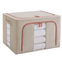 Washable Cotton Linen Storage Box with Lid Collapsible Clothes Socks Toy Sundries Organizer Cosmetics