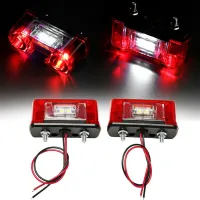 2Pcs Universal 12-24V Rear Tail License Plate Light for Car Trunk Trailer Lorry Waterproof LED Number License Car Lamp Car Light Trailer Accessories