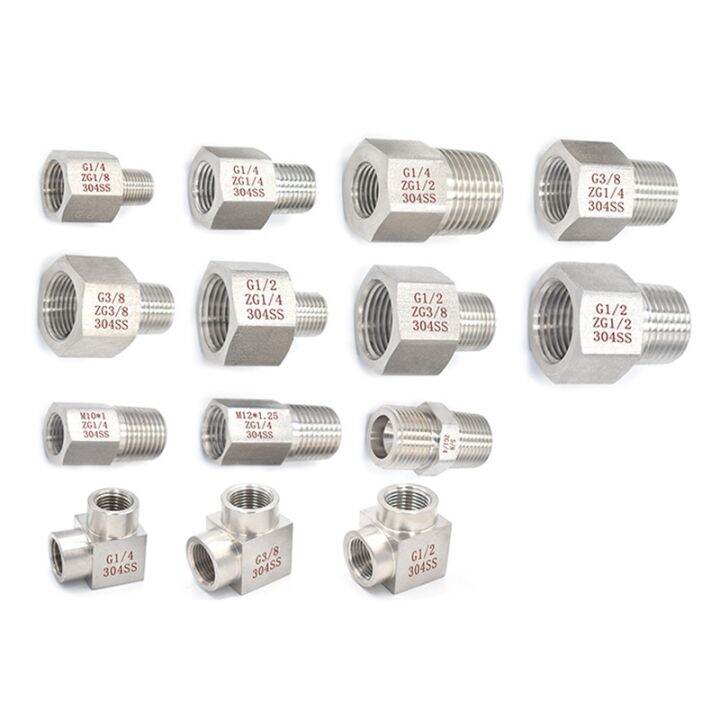 thickening-style-high-pressure-304-stainless-steel-pressure-gauge-adapter-pressure-gauge-pipe-fittings-1-8-39-39-1-4-39-39-3-8-39-39-npt