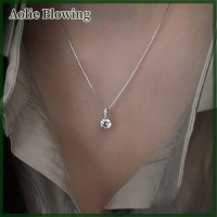 Aolie 925 Sterling Silver Geometric Water DROP สร้อยคอหญิงเงาง่ายๆ zircon