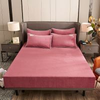 【hot】！ Fitted Sheet Elastic Bed Warm Bedspread Color Mattress Cover Protector (No Pillowcase)