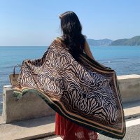 ；【‘；- Women Summer Sunscreen Shawl New Zebra Print Scarf Silkly Muffler Bufanda Beach Covers Up Pareo Foulard Female Pashmina Wraps