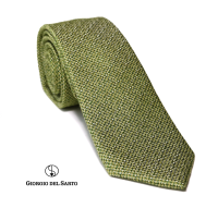 Giorgio Del Sarto Silk-Cotton Necktie Size Slim Green with Fabric Texture เนคไทสีเขียวลายพื้นมีเท็กเจอร์