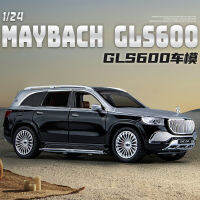 1:24 Maybach Gls600โมเดลโลหะผสมจำลองดึงกลับพร้อมอุปกรณ์ตกแต่งรถด้วยเสียงและแสงตัวเลือกแรกสำหรับเด็กผู้ชาย