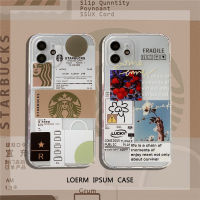 เคสนิ่มแบบใสสำหรับ IPhone 6 7 8 Plus XR XS Max 12 13มินิเคส11 12 13 14 Pro Max ฝาหลัง14 Plus เคสโทรศัพท์มือถือลายการ์ตูน Starbucks ภาษาอังกฤษน่ารัก