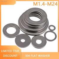 ✕ M1.6 M2 M2.5 M3 M4 M5 M6 M8 10 M12 M16M18M20M24 304 Stainless Steel Round Flat Washer Thickened Metal Sealing Washer 50/10/5Pcs