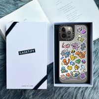 CASETiFY Pixel Pokémon Sticker Mania Case Painting Color For iPhone 14 Plus 11 12 13 Pro 13Pro Max Impact Hard PC Cover Casing d1