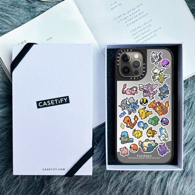 CASETiFY Pixel Pokémon Sticker Mania Case Painting Color For iPhone 14 Plus 11 12 13 Pro 13Pro Max Impact Hard PC Cover Casing